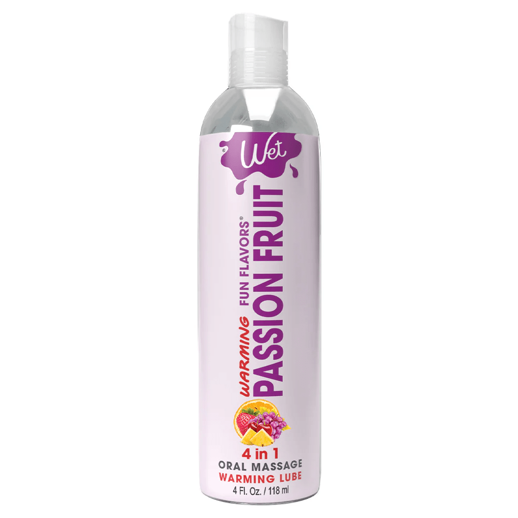 Wet Flavored Lubes 4 oz Wet Fun Flavors 4-in-1 Passion Fruit Warming Lubricant