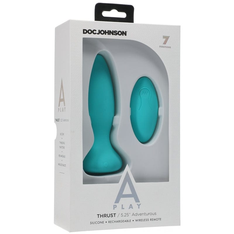 Doc Johnson A-Play Adventurous Thrust Silicone Teal Anal Plug with Remote