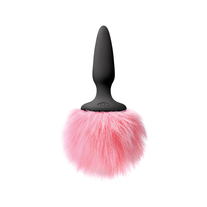 NS Novelties Bunny Tails Mini Black Plug with Pink Fur