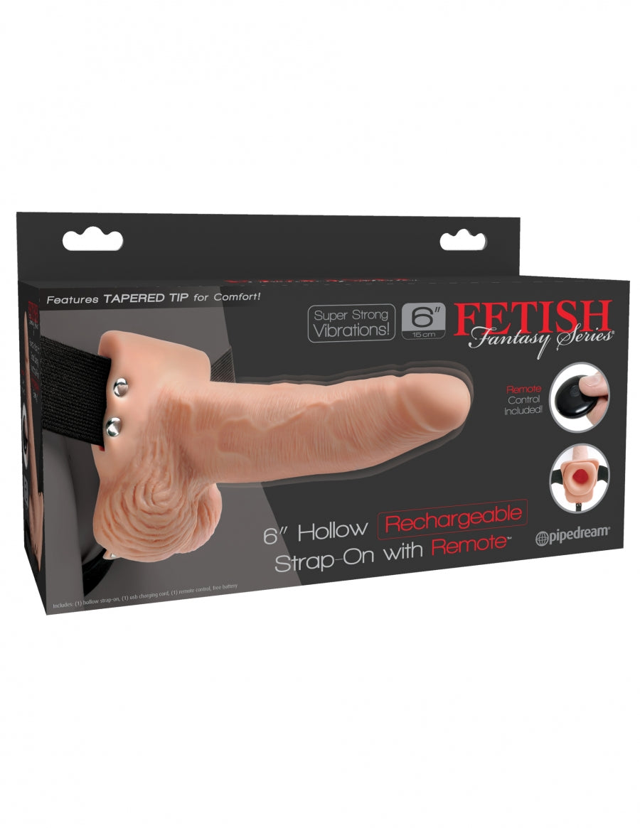 Pipedream Products Fetish Fantasy 6 Hollow Rechargeable Strap-On with Remote