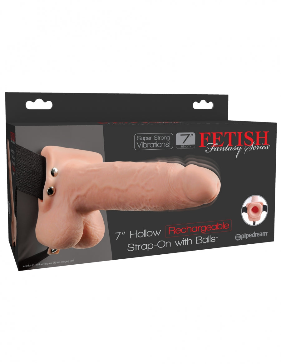 Pipedream Products Fetish Fantasy 7 Hollow Rechargeable Strap-On with Balls
