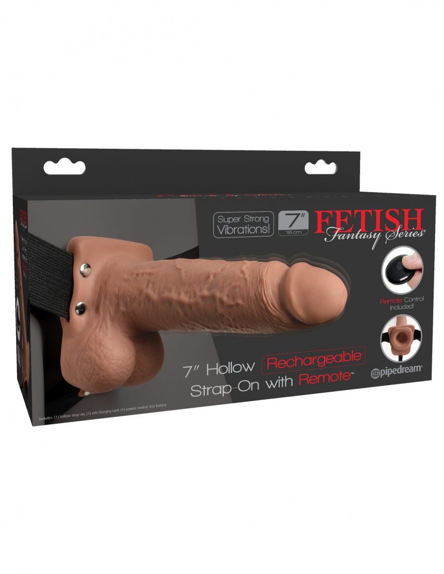Pipedream Products Fetish Fantasy 7 Hollow Rechargeable Strap-On with Remote