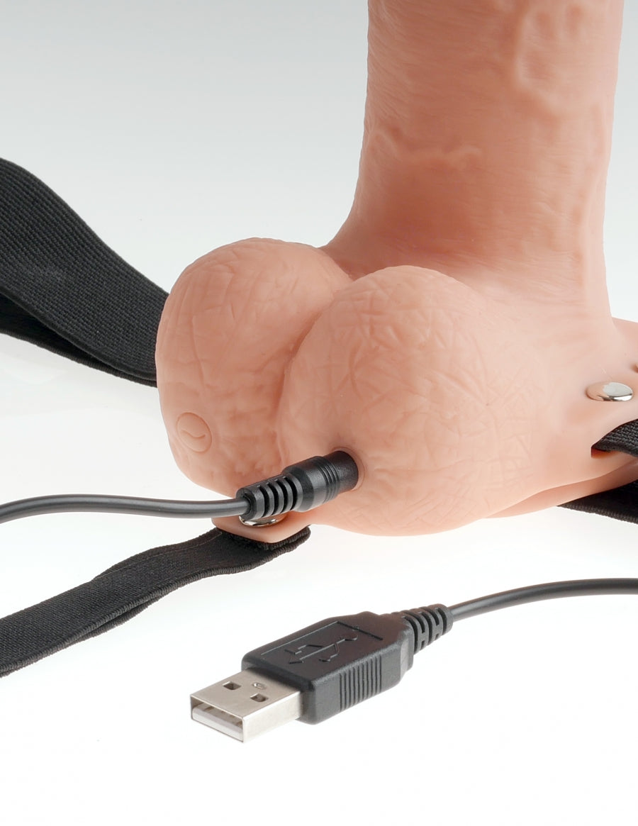 Pipedream Products Fetish Fantasy 9 Hollow Rechargeable Strap-On with Balls