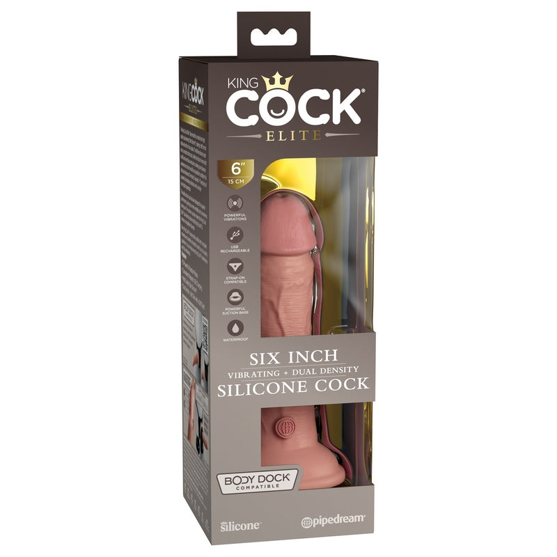 Pipedream Products King Cock Elite 6” Vibrating Silicone Cock Light