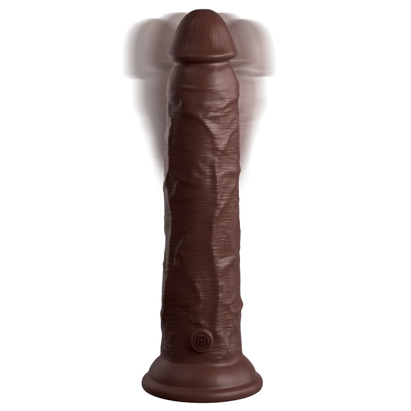 Pipedream Products King Cock Elite 9” Vibrating Silicone Cock with Remote Brown
