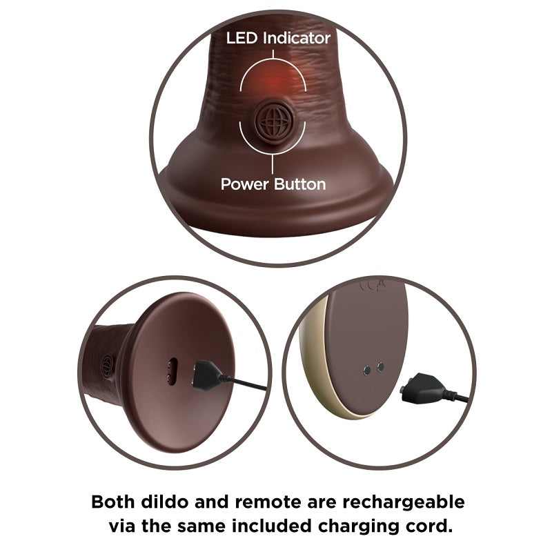 Pipedream Products King Cock Elite 9” Vibrating Silicone Cock with Remote Brown