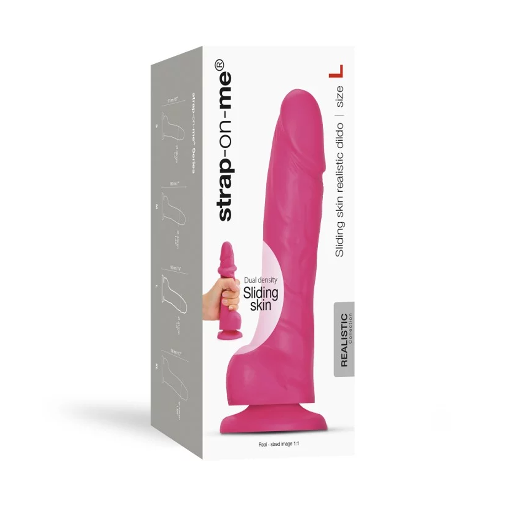 Strap On Me Sliding Skin Realistic Dildo Fuchsia - XOXTOYS