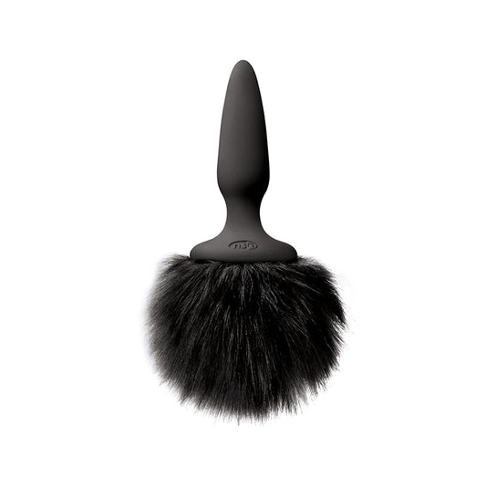 NS Novelties Bunny Tails Mini Black Plug with Black Fur