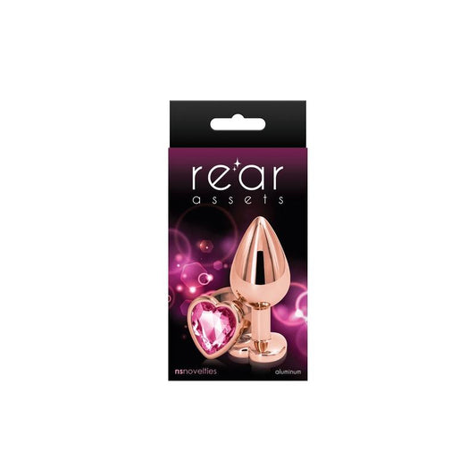 NS Novelties Rear Assets Rose Gold Heart Medium Plug - XOXTOYS