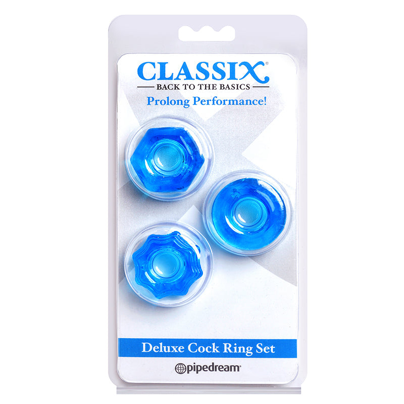 Pipedream Products Deluxe Cock Ring Set Blue