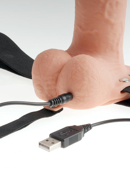 Pipedream Products Fetish Fantasy 9 Hollow Rechargeable Strap-On with Balls