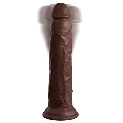 Pipedream Products King Cock Elite 9” Vibrating Silicone Cock with Remote Brown