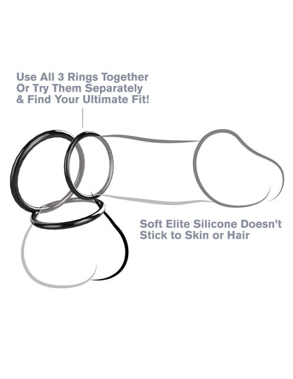 Pipedream Products Fantasy C-Ringz 3-Ring Stamina Set Black