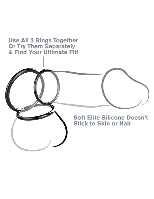 Pipedream Products Fantasy C-Ringz 3-Ring Stamina Set Black