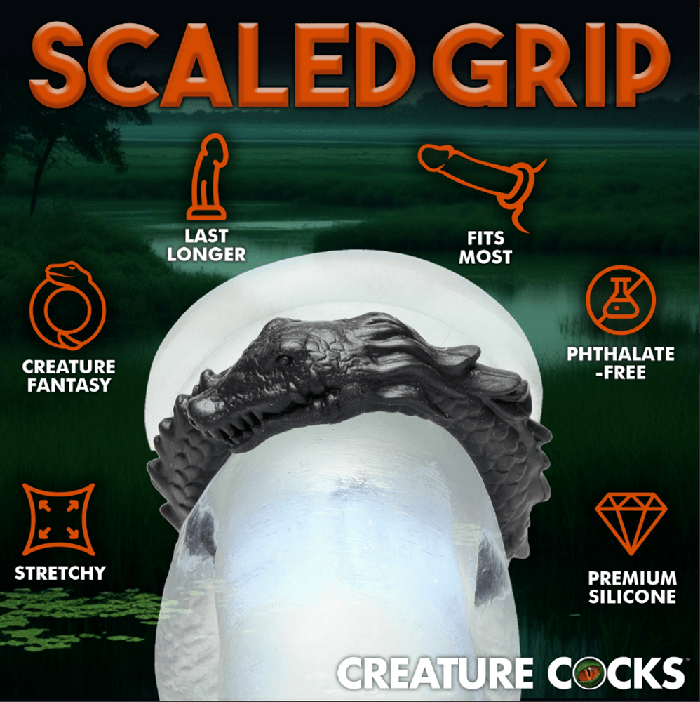 Creature Cocks Black Caiman Silicone Cock Ring